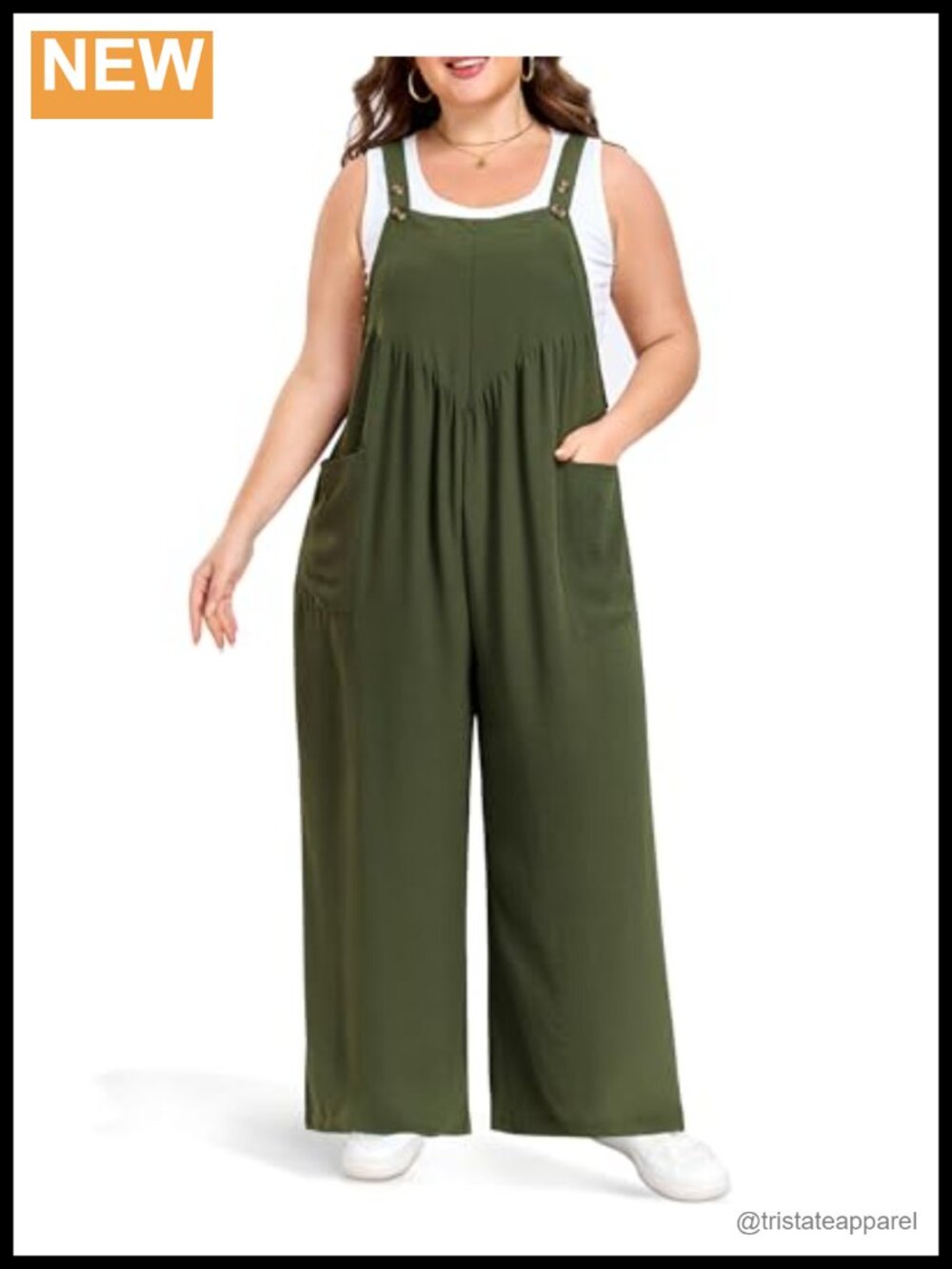 Plus Size Overalls for Women Loose Fit Wide Leg Jumpsuit with Pockets